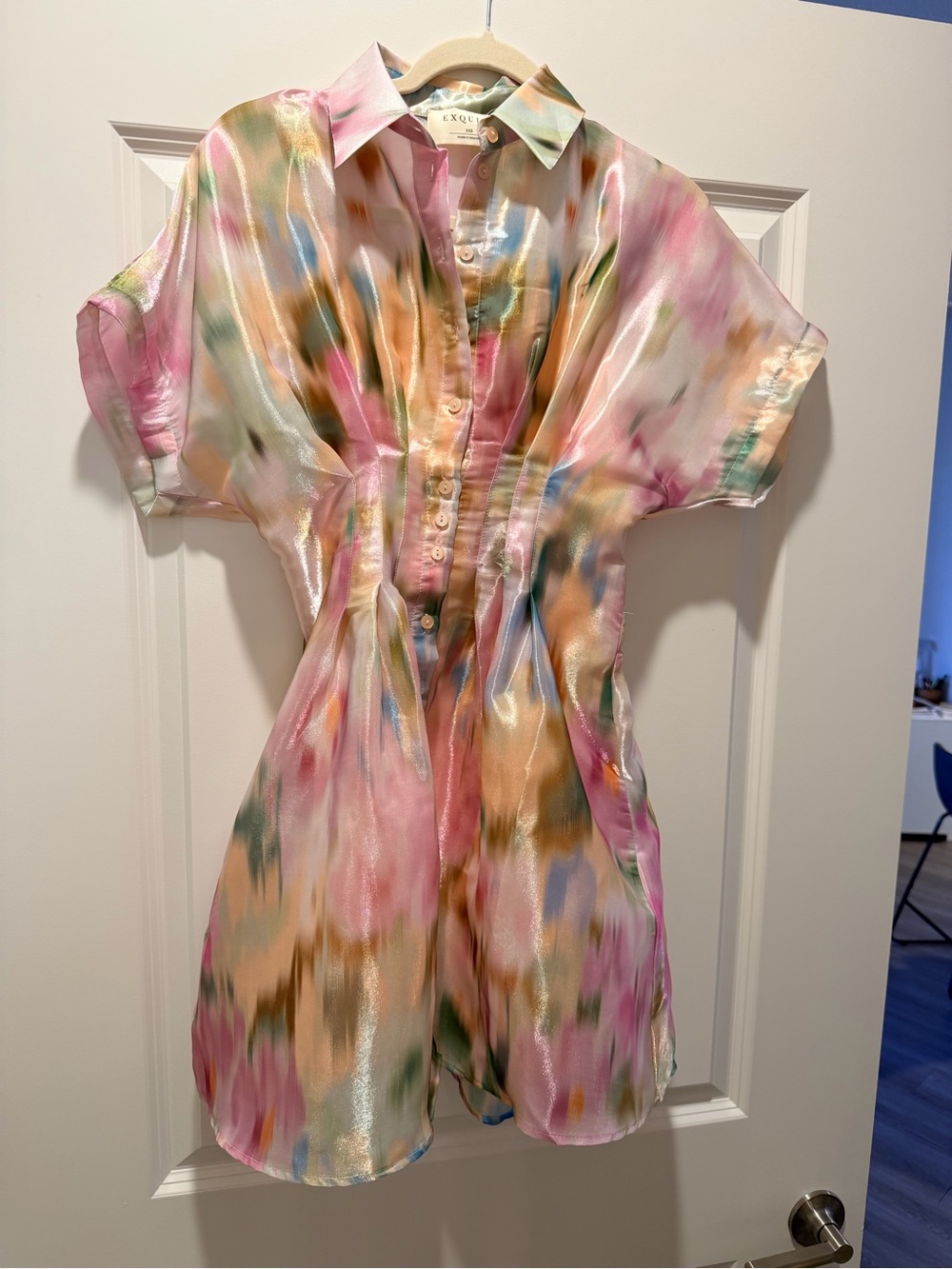 Silky Pastel Watercolor Mini Dress - Multicolor